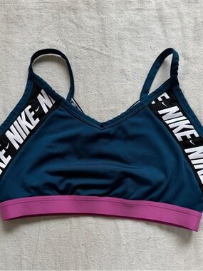 Nike Indy Logo Light Support Sports Bra Teal Pink Women's Size Medium